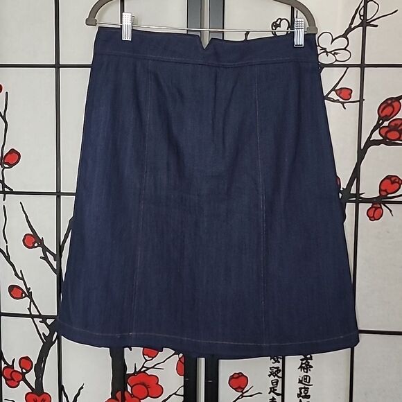 Tibi Dark Blue Denim Skirt with Button Accents - Picture 5 of 8